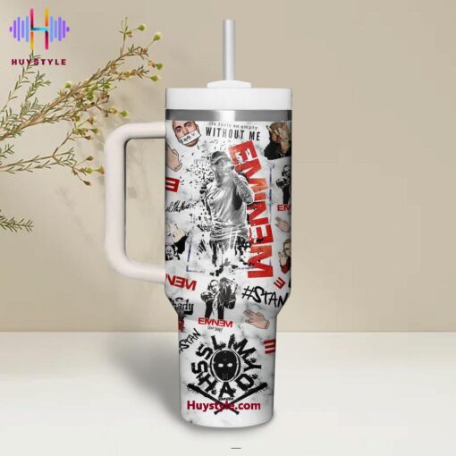 eminem music custom stanley quencher 40oz stainless steel tumbler with handle