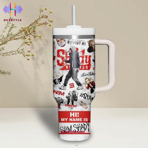 eminem music custom stanley quencher 40oz stainless steel tumbler with handle