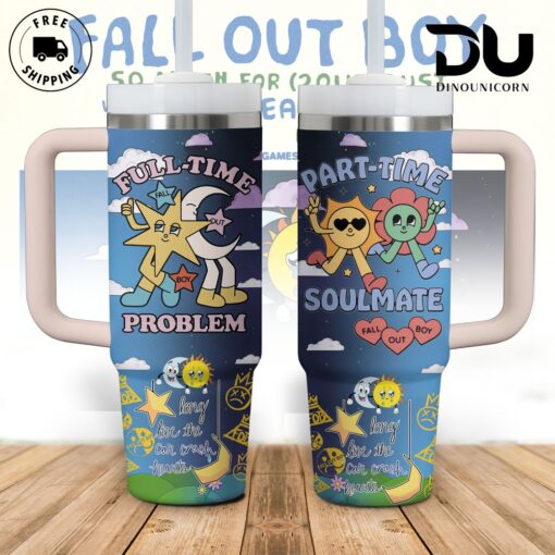 fall out boy music custom stanley quencher 40oz stainless steel tumbler with handle