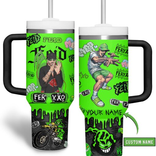 feid ferxxo calipsis music custom stanley quencher 40oz stainless steel tumbler with handle lzsut