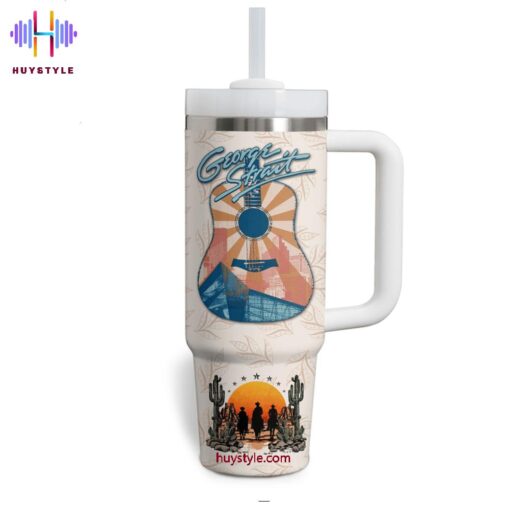 george strait music custom stanley quencher 40oz stainless steel tumbler with handle mfakc