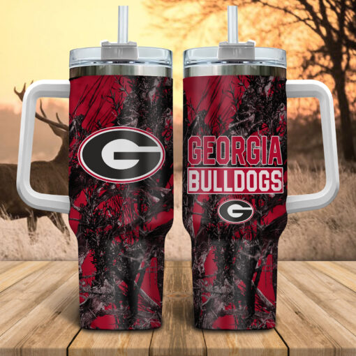 georgia bulldogs ncaa hunting custom stanley quencher 40oz stainless steel tumbler with handle wlxbe 1