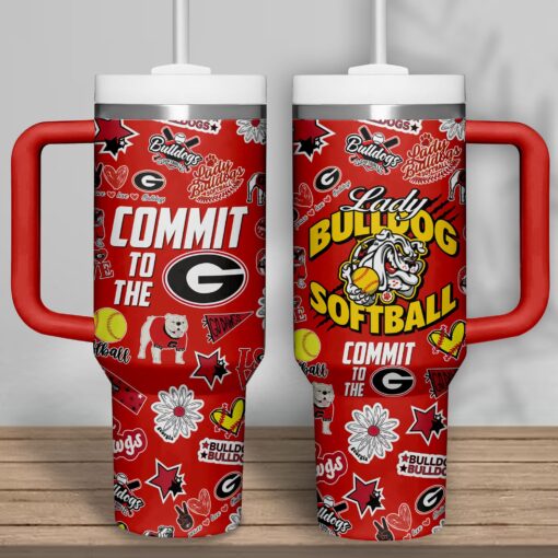 georgia bulldogs softball ncaa custom stanley quencher 40oz stainless steel tumbler