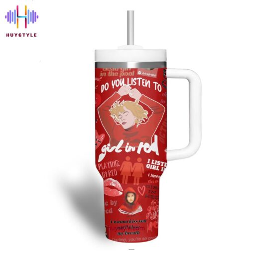 girl in red music custom stanley quencher 40oz stainless steel tumbler with handle