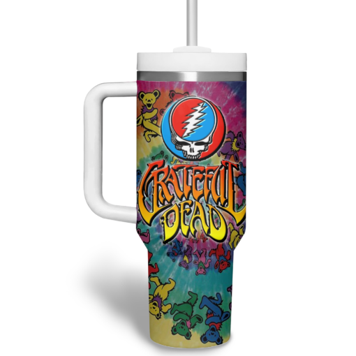 grateful dead music custom stanley quencher 40oz stainless steel tumbler with handle drrbf