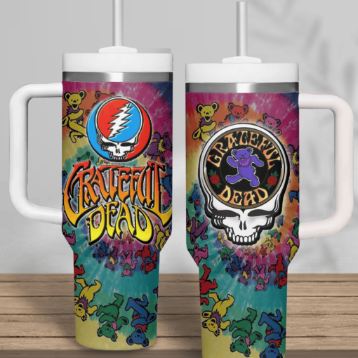 grateful dead music custom stanley quencher 40oz stainless steel tumbler with handle qlyul 1