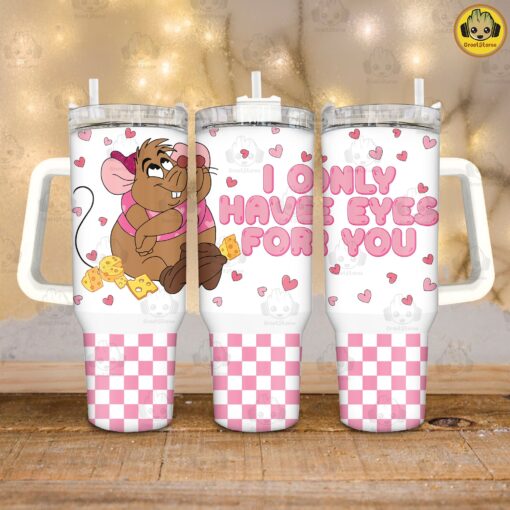 gus cinderella valentines gift disney cartoon custom stanley quencher 40oz stainless steel tumbler with handle bcc4q 1