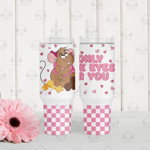 gus cinderella valentines gift disney cartoon custom stanley quencher 40oz stainless steel tumbler with handle