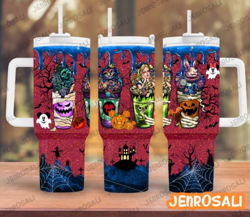 halloween alice in wonderland cartoon custom stanley quencher 40oz stainless steel tumbler with handle ec3sg