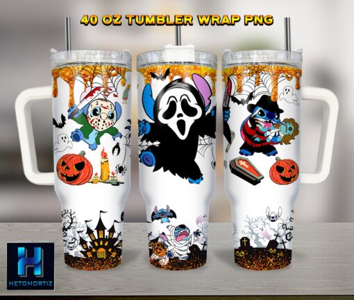 halloween horror stitch disney cartoon custom stanley quencher 40oz stainless steel tumbler with handle kyblq