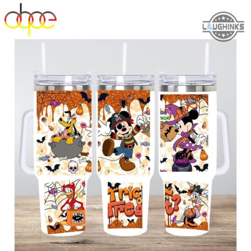 halloween mickey and friends disney cartoon custom stanley quencher 40oz stainless steel tumbler with handle