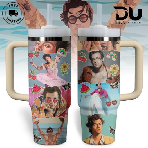 harry styles music custom stanley quencher 40oz stainless steel tumbler with handle hww6e 1