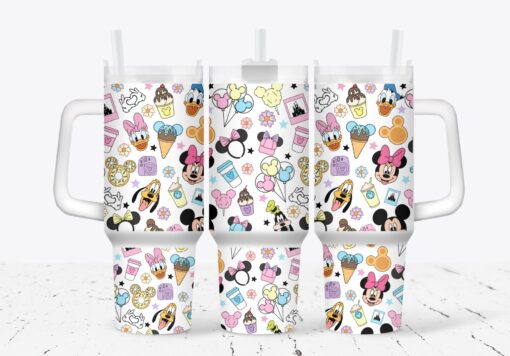 ice cream mickey and friends disney cartoon custom stanley quencher 40oz stainless steel tumbler with handle mpdav