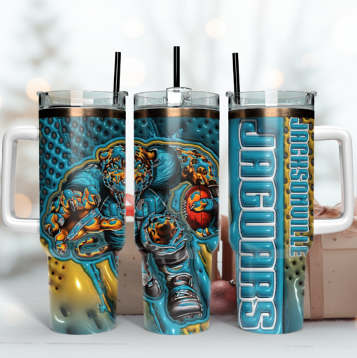 jacksonville jaguars nfl mascot custom stanley quencher 40oz stainless steel tumbler with handle sek3e