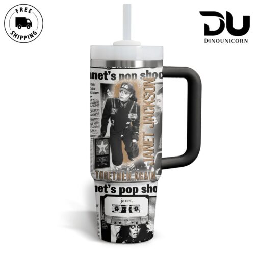 janet jackson music custom stanley quencher 40oz stainless steel tumbler with handle