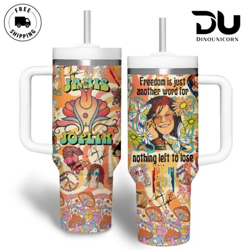 janis joplin music custom stanley quencher 40oz stainless steel tumbler with handle rftpy