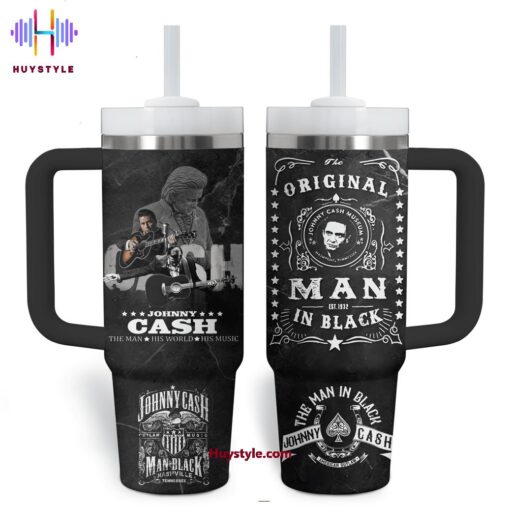 johnny cash music custom stanley quencher 40oz stainless steel tumbler with handle ekkm7