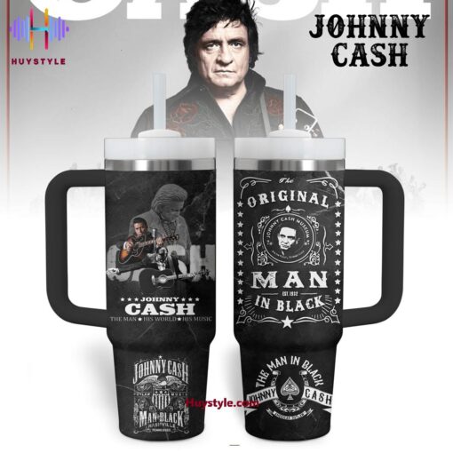 johnny cash music custom stanley quencher 40oz stainless steel tumbler with handle