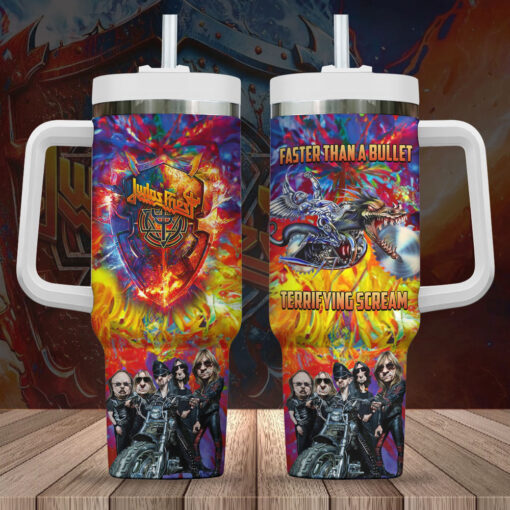 judas priest music custom stanley quencher 40oz stainless steel tumbler with handle iriem 1