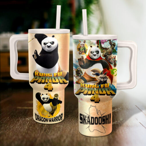 kung fu panda 4 cartoon custom stanley quencher 40oz stainless steel tumbler with handle te9me