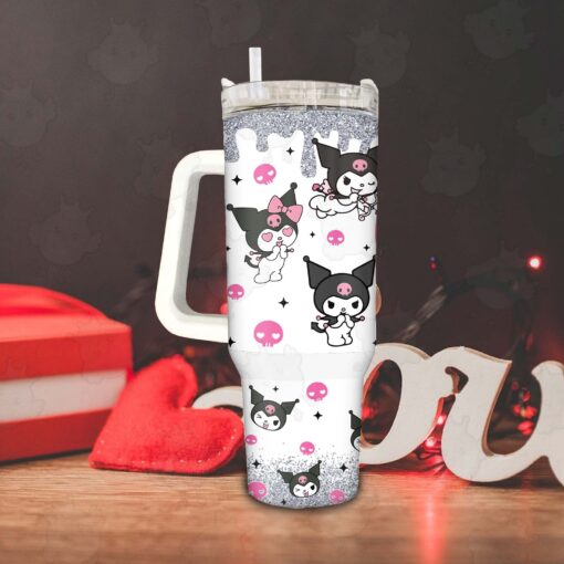 kuromi sanrio cartoon custom stanley quencher 40oz stainless steel tumbler with handle skcns