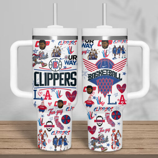 la clippers nba custom stanley quencher 40oz stainless steel tumbler yu8m7