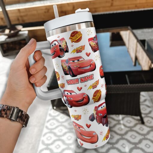 lightning mcqueen cars disney cartoon custom stanley quencher 40oz stainless steel tumbler with handle jtoal 1