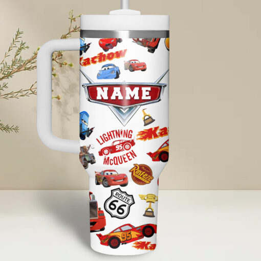 lightning mcqueen cartoon custom stanley quencher 40oz stainless steel