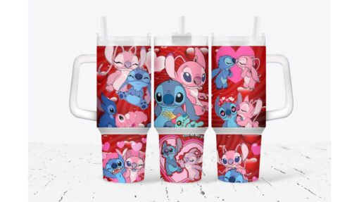 lilo and stitch valentines gift disney cartoon custom stanley quencher 40oz stainless steel tumbler with handle kcchw