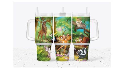 little deer cartoon custom stanley quencher 40oz stainless steel tumbler with handle zoumm