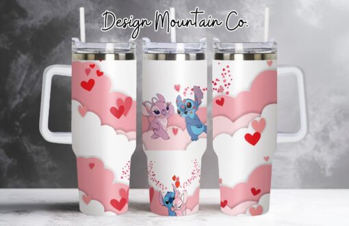 lovely lilo and stitch disney cartoon custom stanley quencher 40oz stainless steel tumbler with handle nppn7