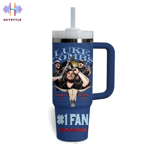 luke combs music custom stanley quencher 40oz stainless steel tumbler with handle tfr07