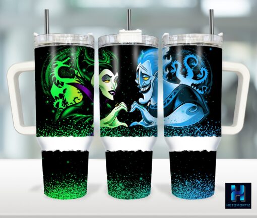 maleficent and hades disney cartoon custom stanley quencher 40oz stainless steel tumbler with handle v0mzp