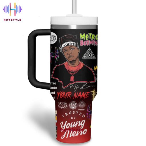 metro boomin music custom stanley quencher 40oz stainless steel tumbler with handle