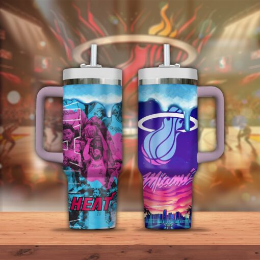 miami heat nba custom stanley quencher 40oz stainless steel tumbler 4m6kd 1