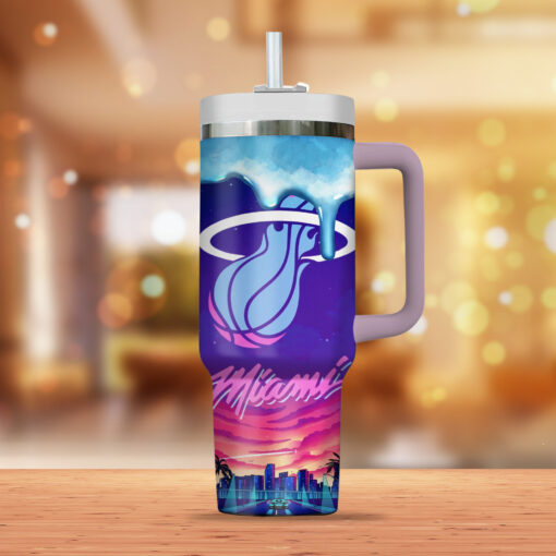 miami heat nba custom stanley quencher 40oz stainless steel tumbler btfav