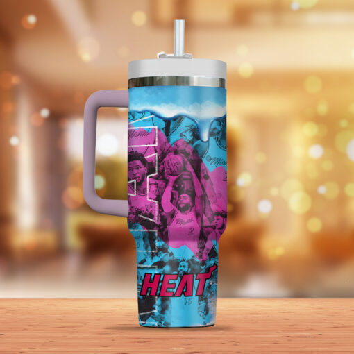 miami heat nba custom stanley quencher 40oz stainless steel tumbler cl89w