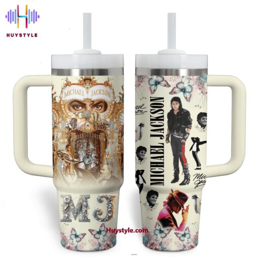 michael jackson music custom stanley quencher 40oz stainless steel tumbler with handle