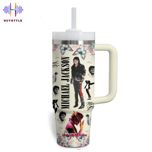 michael jackson music custom stanley quencher 40oz stainless steel tumbler with handle im4ni