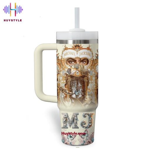 michael jackson music custom stanley quencher 40oz stainless steel tumbler with handle opogl