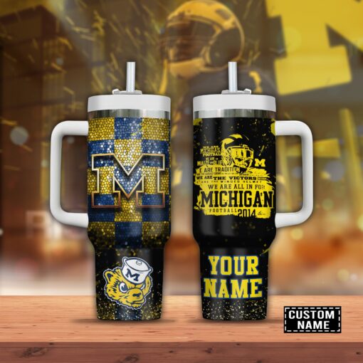 michigan wolverines football ncaa custom stanley quencher 40oz stainless steel tumbler 0zcjx 1