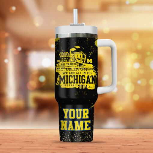 michigan wolverines football ncaa custom stanley quencher 40oz stainless steel tumbler sohrd