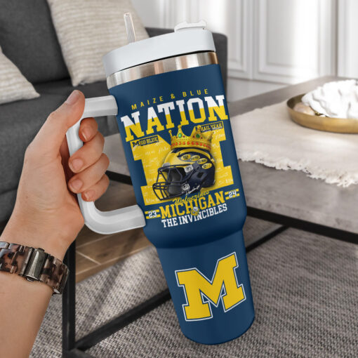 michigan wolverines football ncaa custom stanley quencher 40oz stainless steel tumbler with handle e3ezd