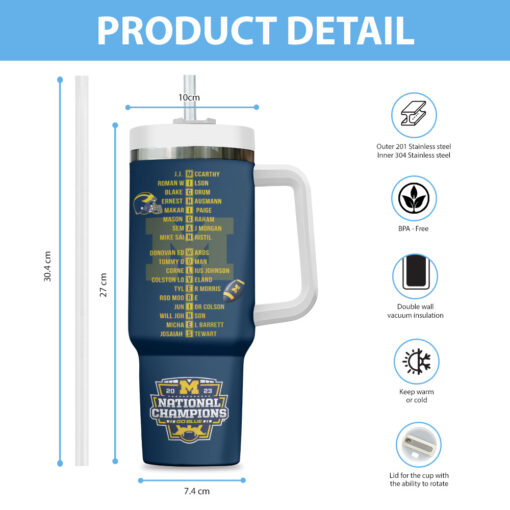 michigan wolverines football ncaa custom stanley quencher 40oz stainless steel tumbler with handle s4rqe