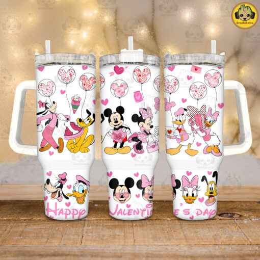 mickey and friends valentines gift disney cartoon custom stanley quencher 40oz stainless steel tumbler with handle 6mvbm 1