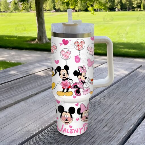 mickey and friends valentines gift disney cartoon custom stanley quencher 40oz stainless steel tumbler with handle o3cgt