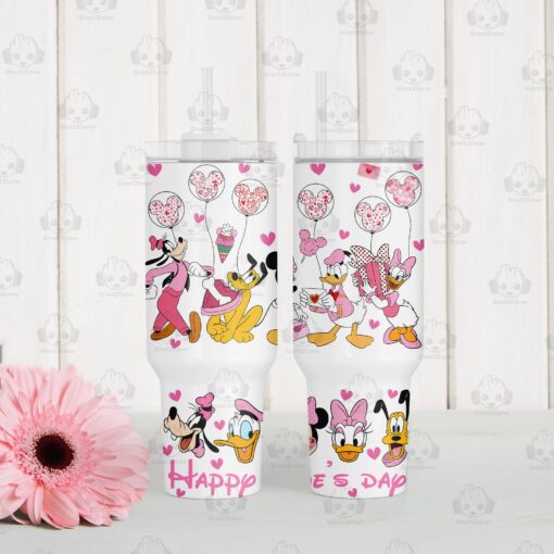 mickey and friends valentines gift disney cartoon custom stanley quencher 40oz stainless steel tumbler with handle ojeff