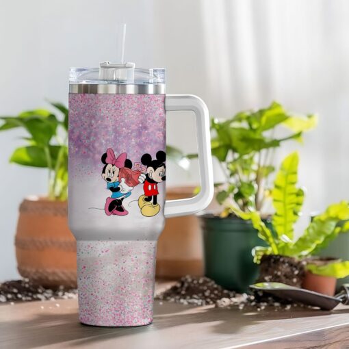 mickey and minnie mouse couple disney cartoon custom stanley quencher 40oz stainless steel tumbler with handle ikkyt