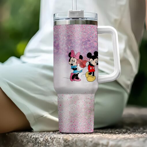 mickey and minnie mouse couple disney cartoon custom stanley quencher 40oz stainless steel tumbler with handle