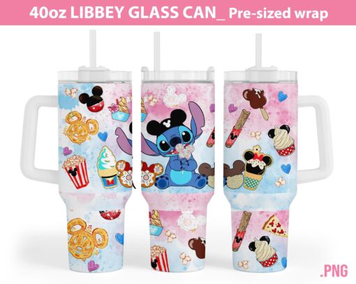 mickey and stitch disney cartoon custom stanley quencher 40oz stainless steel tumbler with handle 9nejc